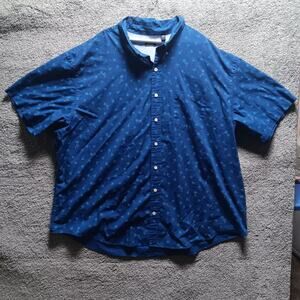 Izod Hawaiian Shirt Mens 4xl Blue Palm Tree Print Resort Gear